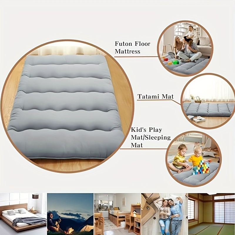 Twin\u002FFull\u002FQueen Size Japanese-Style Futon Mattress - Portable & Comfortable Nylon Sleeping Pad with 105GSM Microfiber, Ideal for Adults & Youngsters on Tatami Mat or Floor, Black