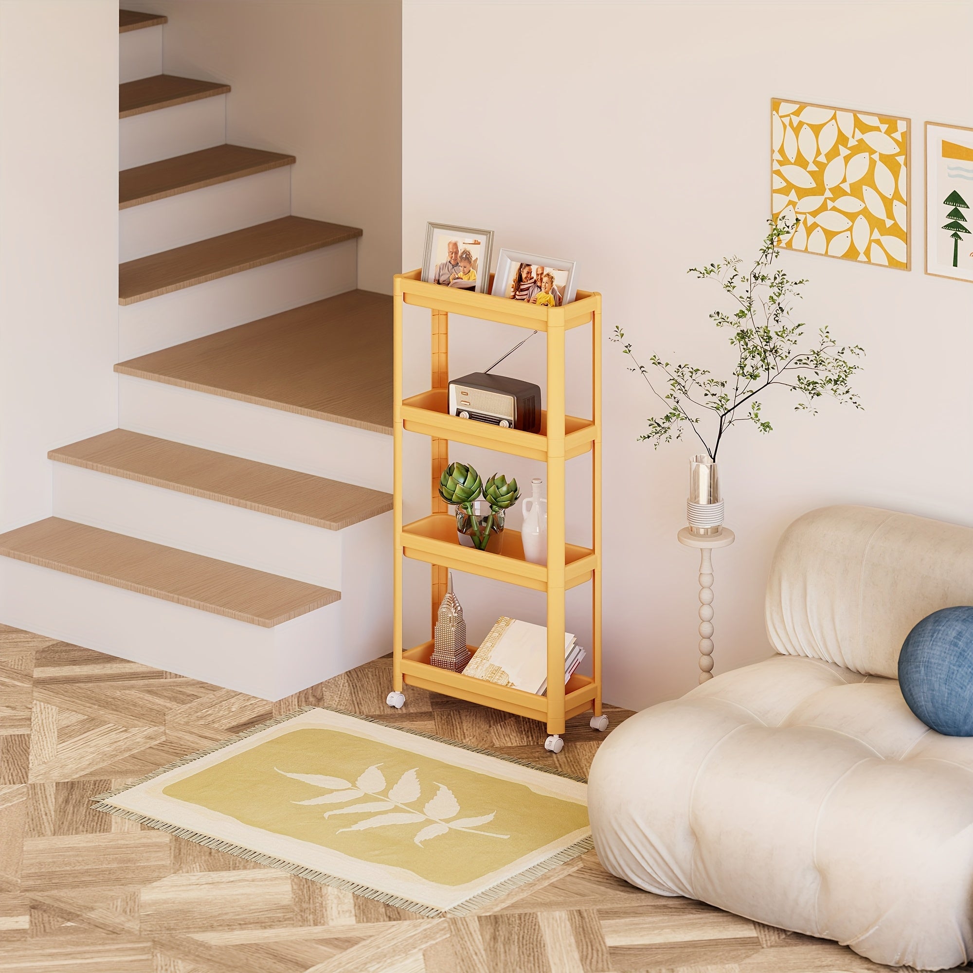 Hallway Storage Cabinet, Multi-Purpose Storage Rack, Free-Standing Mobile Trolley, Storage Cart For Narrow Spaces, Suitable For Gaps In Bathrooms, Kitchens, Refrigerators