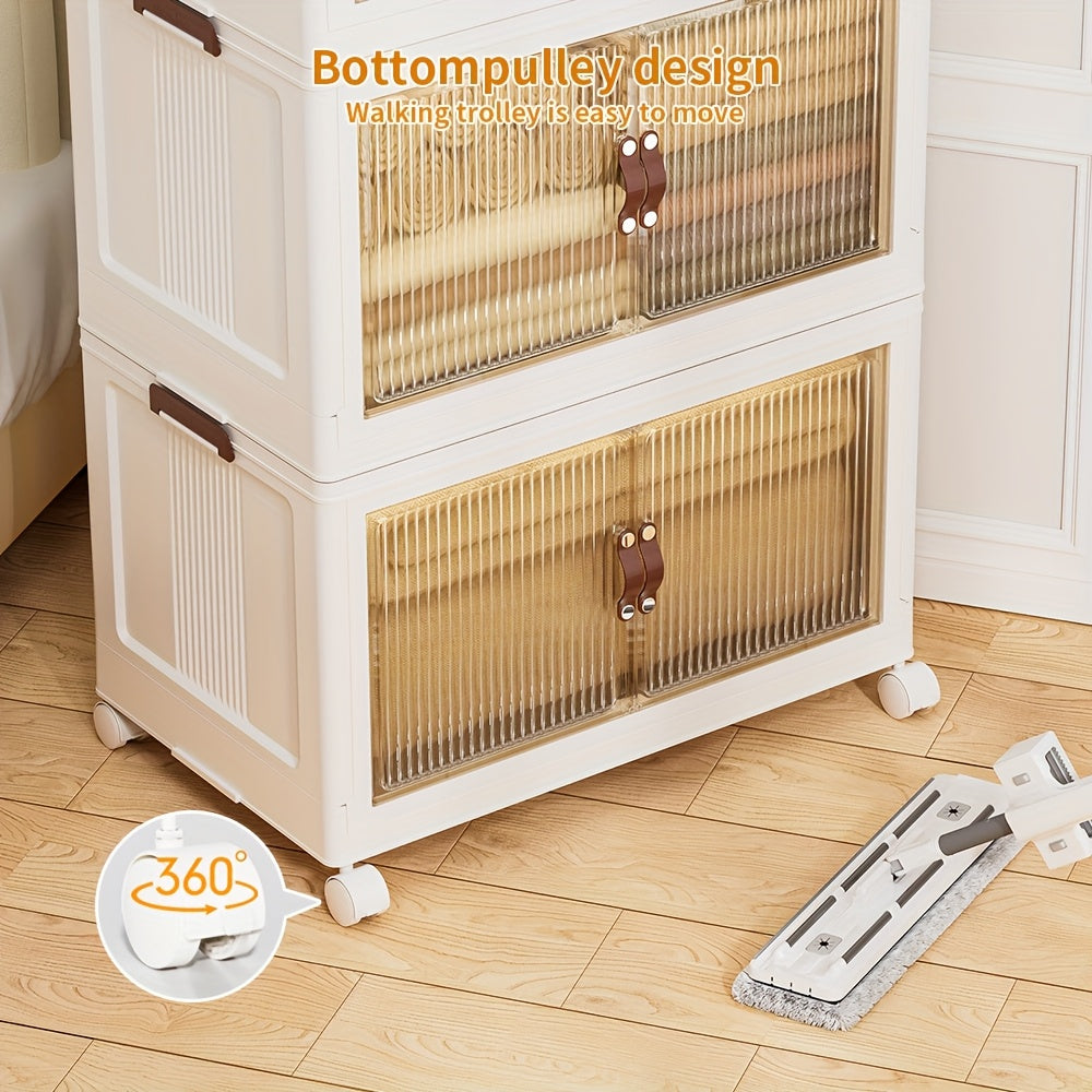 50cm (19.7in) 4-layer Outdoor Storage Box, Cabinet, Double Door Large Storage Box with Lid And Wheels, Foldable Outdoor Storage Box for Clothes, Snacks, Toys And Books, Outdoor Storage Box, Cabinet, Shelf - Three\u002Ftwo\u002Fone\u002Ffive Layers