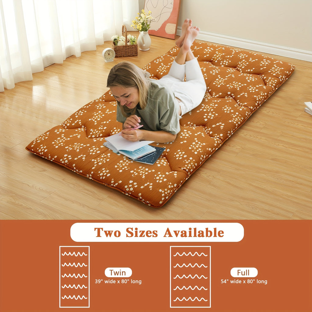 Japanese Futon Mattress, Floral Pattern Floor Mattress, Tatami Mat, Sleeping Pad For Camping And Travel