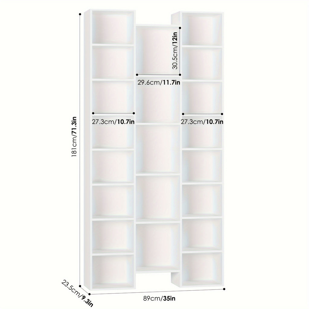 FULTRU 21 Cube Bookcases With Adjustable Shelves, Triple Wide Cube Bookshelf CD DVD Display Storage Rack, White