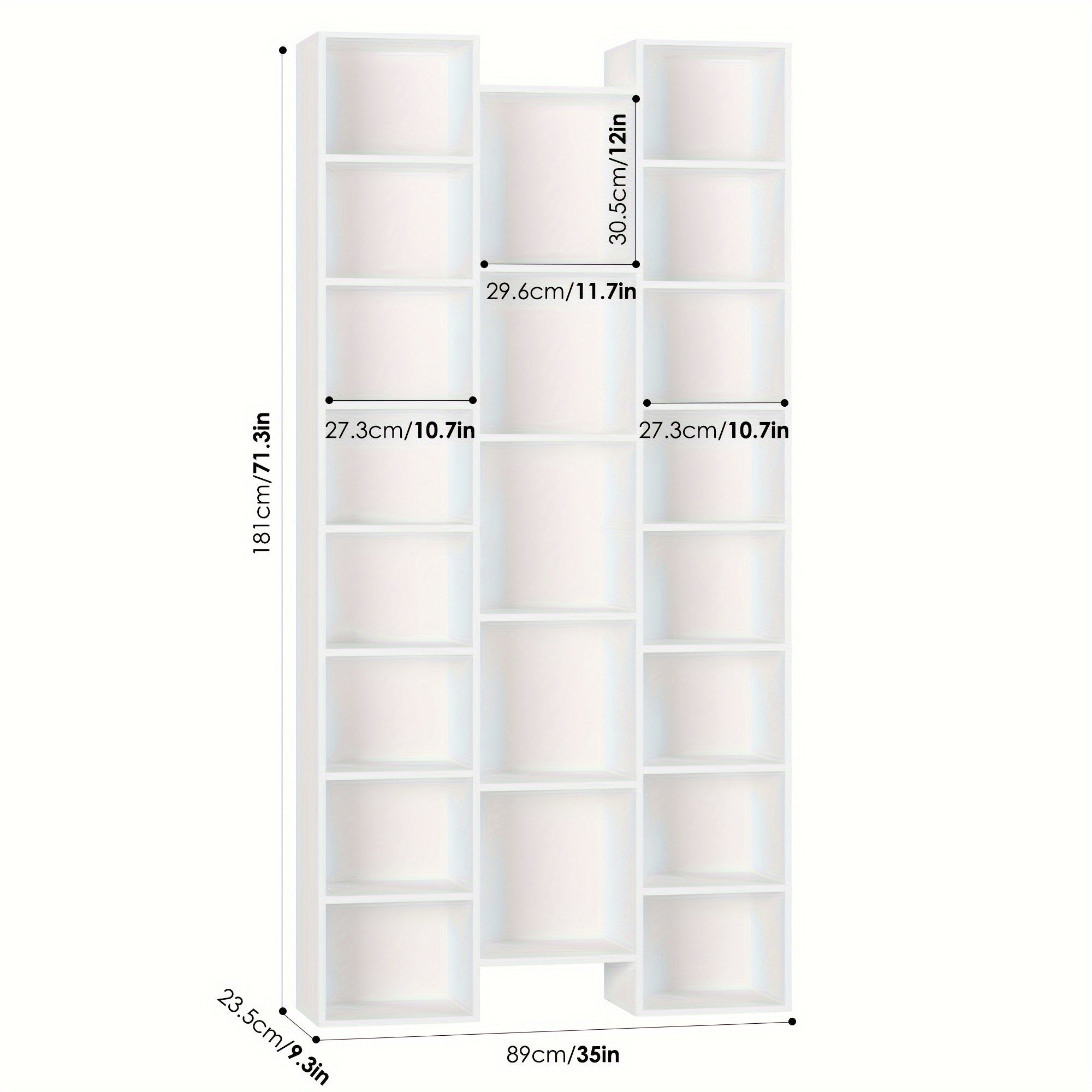 FULTRU 21 Cube Bookcases With Adjustable Shelves, Triple Wide Cube Bookshelf CD DVD Display Storage Rack, White
