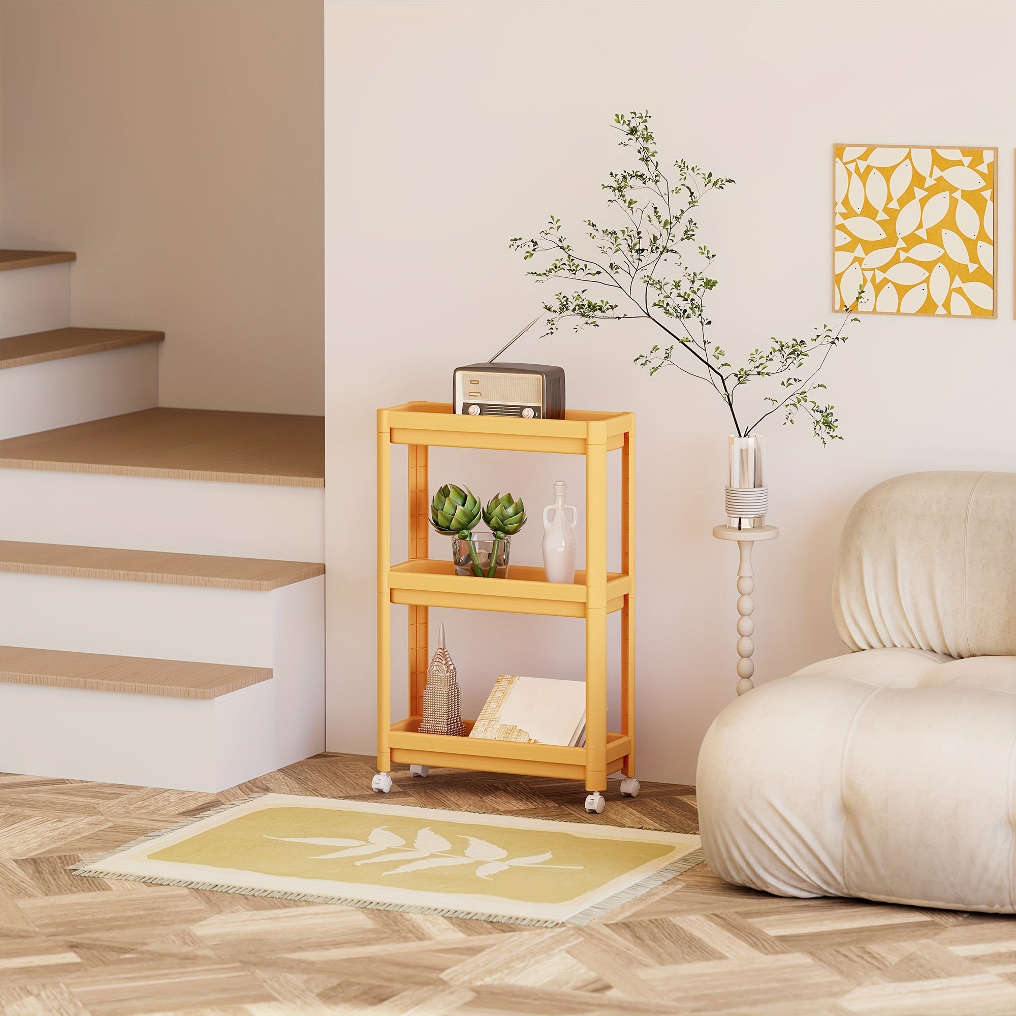 Hallway Storage Cabinet, Multi-Purpose Storage Rack, Free-Standing Mobile Trolley, Storage Cart For Narrow Spaces, Suitable For Gaps In Bathrooms, Kitchens, Refrigerators