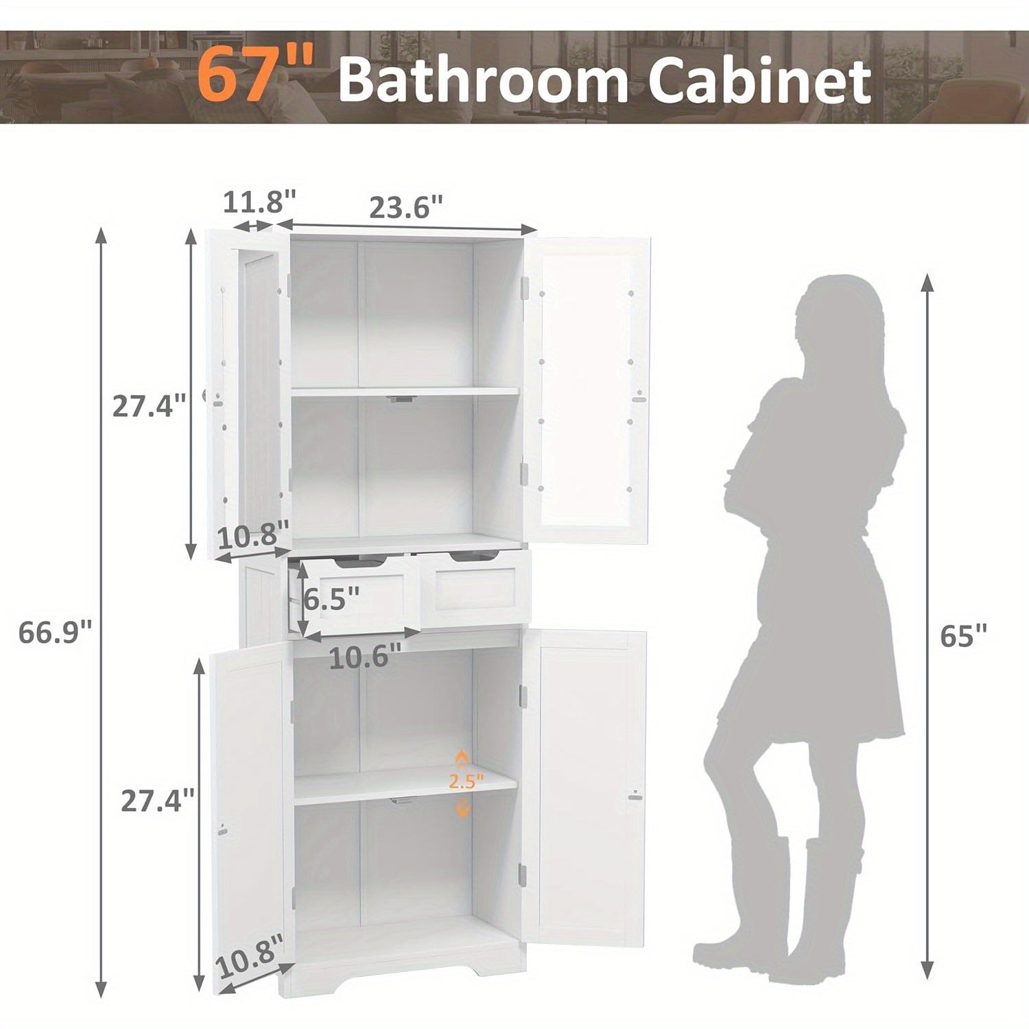 Freestanding Bathroom Cabinet 67\