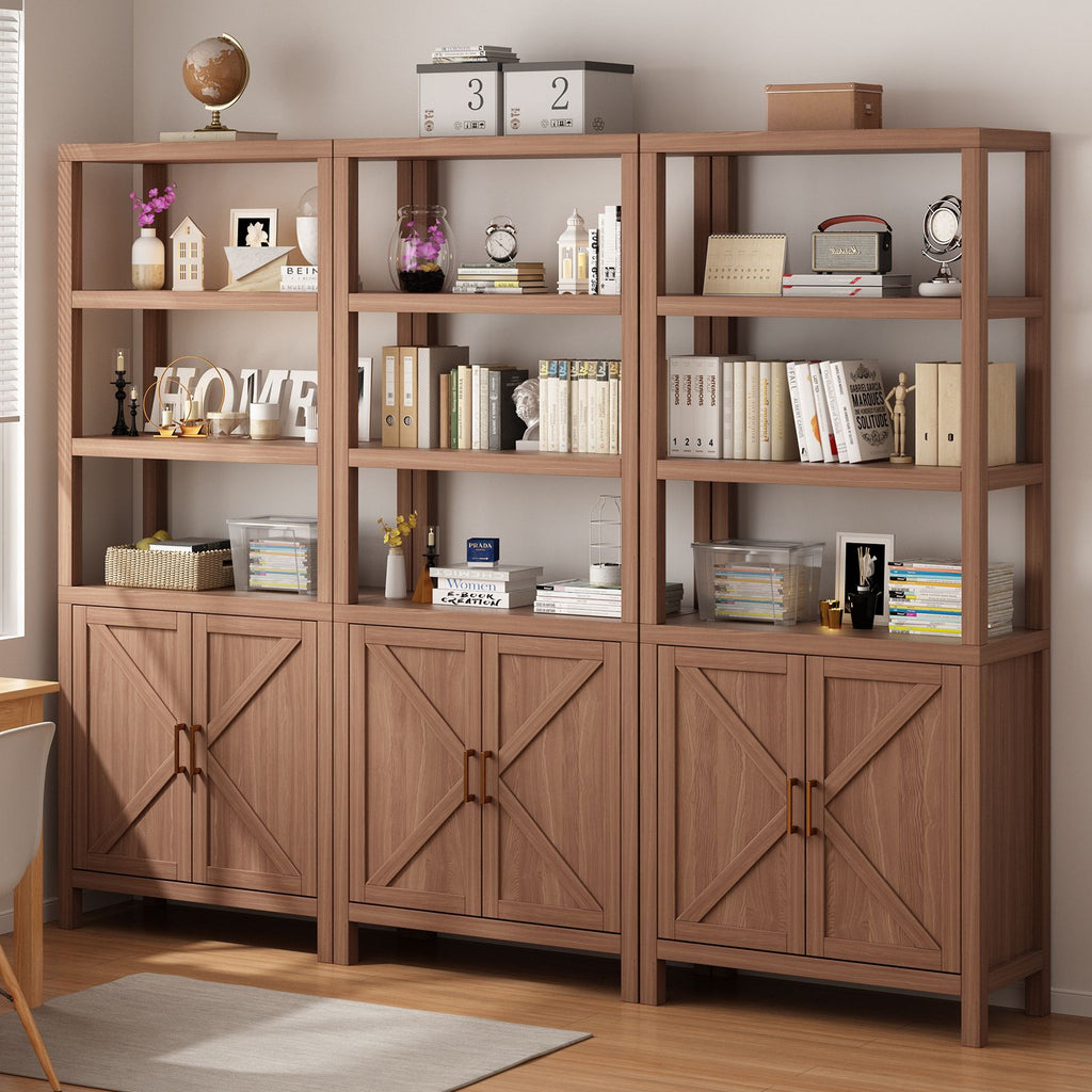 5-Tier Tall Bookshelf with Doors Cabinet - 71\