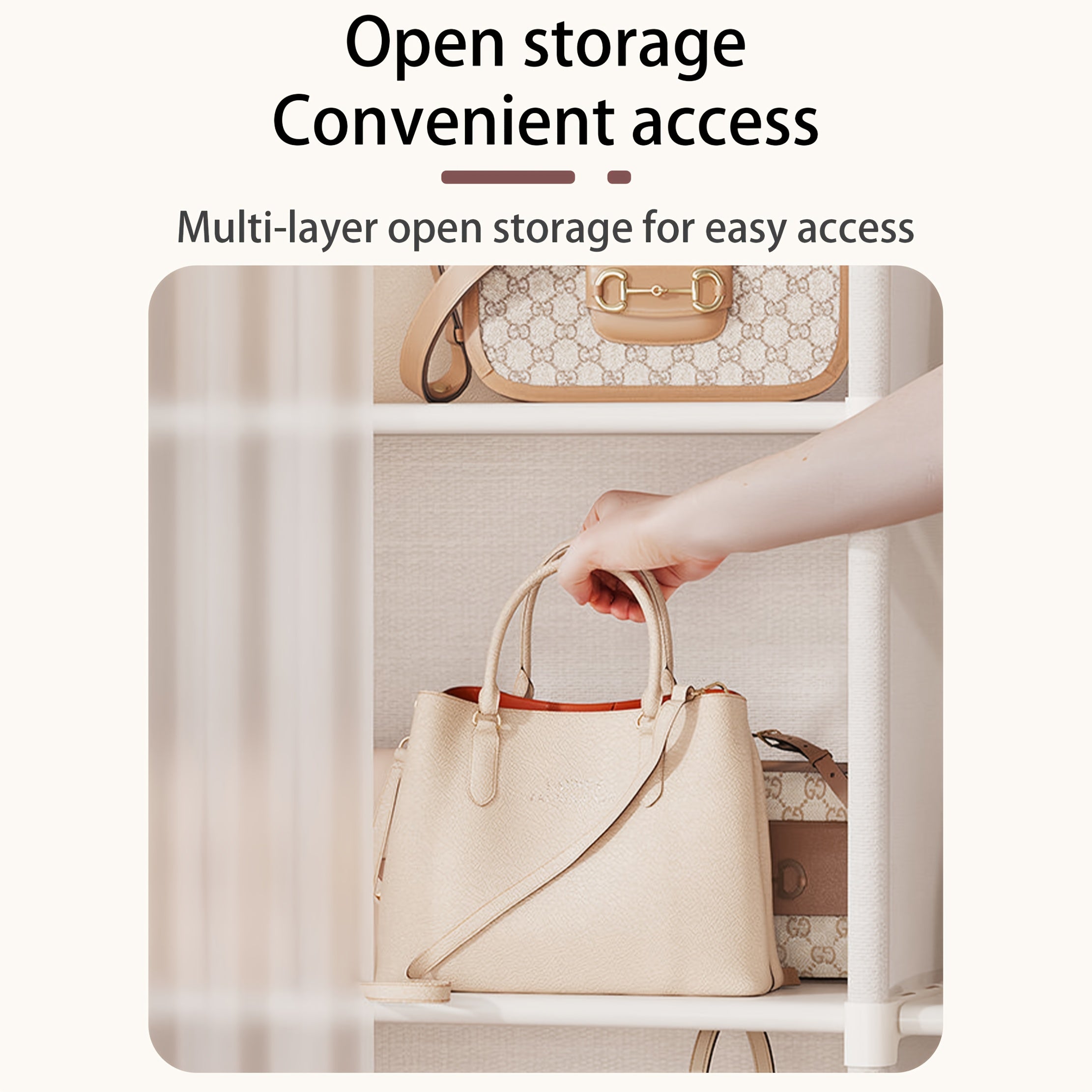 Multi-Layer Bag Storage Cabinet - Large Capacity Dustproof Organizer with Transparent Doors, No Assembly Required, Durable Plastic Freestanding Storage Unit for Home, Bedroom, Office - Space-Saving Vertical Design, White\u002FBlack, Bag Storage Organizer,