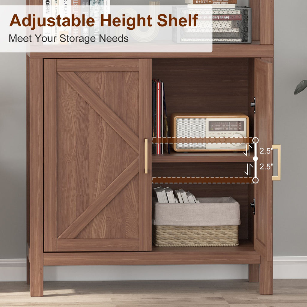 5-Tier Tall Bookshelf with Doors Cabinet - 71\
