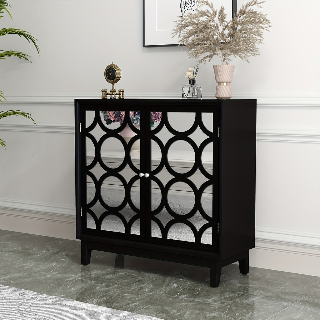 Sideboard Cabinet with Mirror Doors, Modern Buffet Cabinet with Storage, Accent Storage Cabinet for Living Room, Dining Room, Entryway
