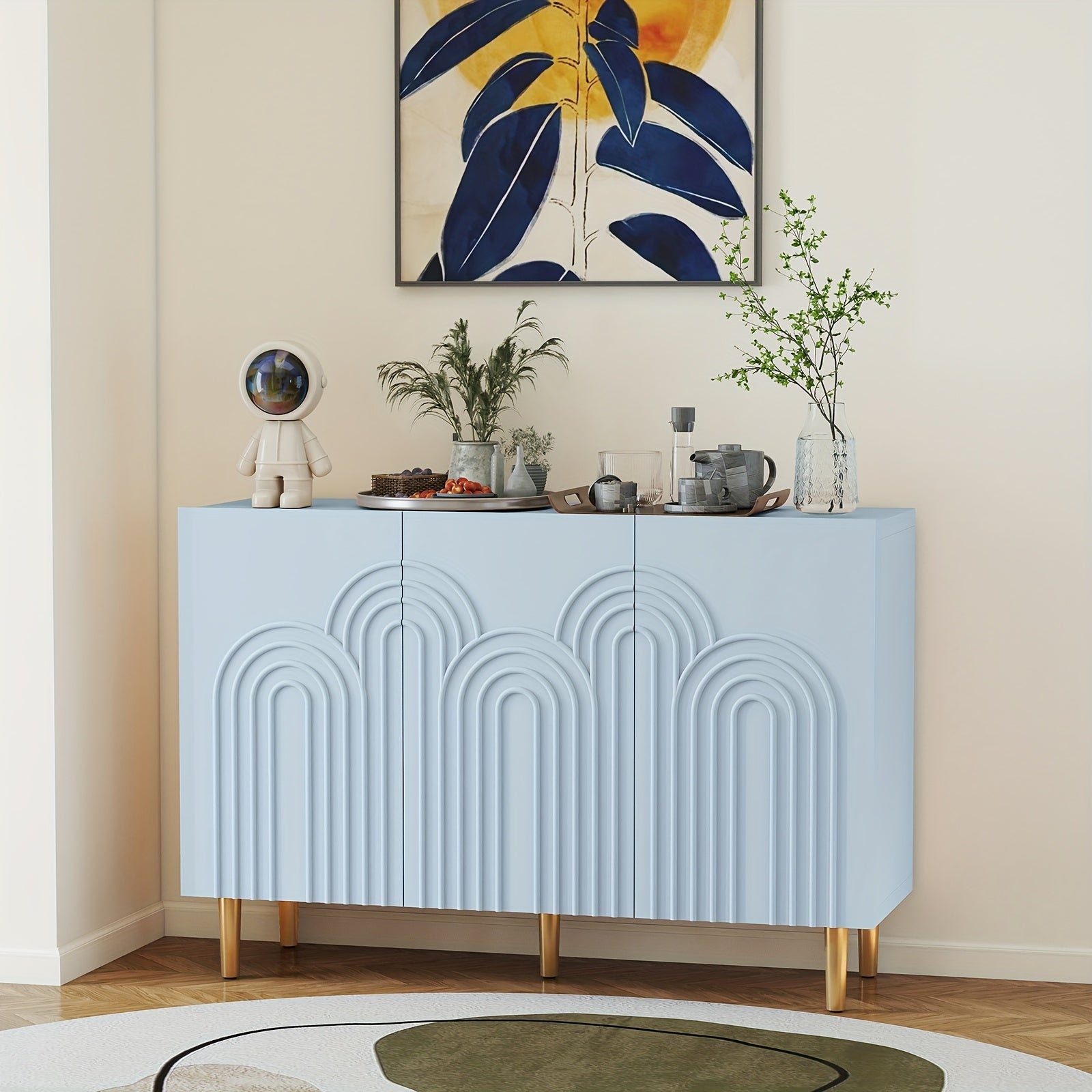 ARTPOWER Sideboard Buffet Cabinet with Cloud, Accent Cabinet with 3 Doors, Modern Buffet Cabinet, Credenza Storage Cabinet for Living Room, Kitchen, Dining Room, Hallway, Entryway