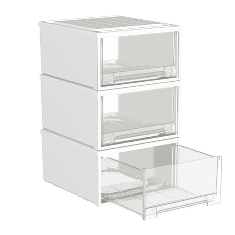 Multi-Tier Transparent Plastic Storage Cabinet with Drawers - Heavy-Duty Rectangular Organizer with Smooth Sliding Drawers & Top Shelf for Home, Office, Bedroom, Playroom Organization - Durable Plastic Construction, Space-Saving Modern Design, Multi-Purpo