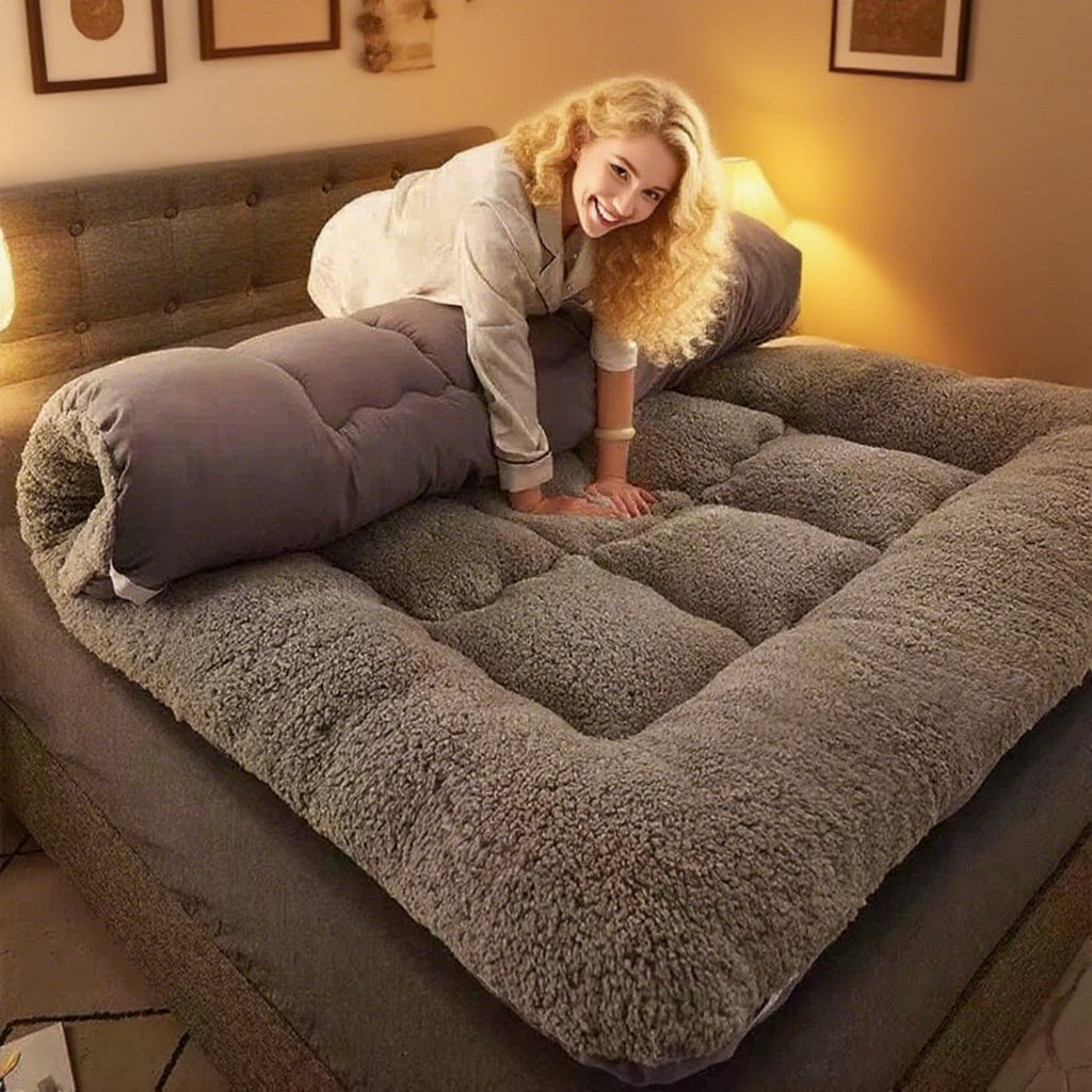 SWTMERRY Roll-Up Mattress Topper - 1000gsm Soft Breathable Tatami Mat Sleeping Pad, Foldable & Portable for Bed, Sofa, Camping, Guest Bedding - Machine Washable Grey Luxury Sleeping Pad, Foldable Mattress, Luxury Comfort, Easycare Material