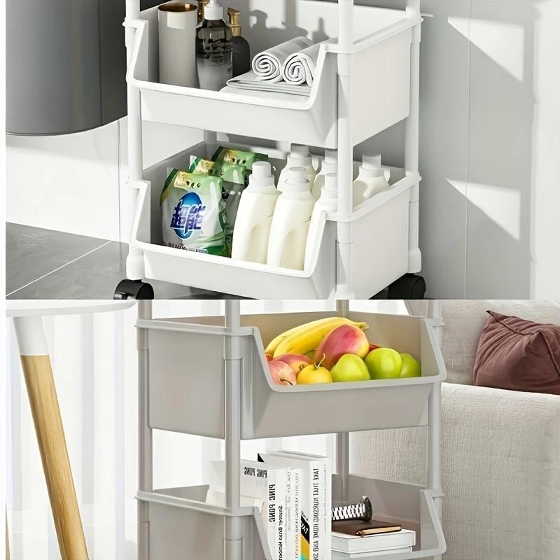 Suitable for kitchen, dormitory, office and home - Simple assembly multi-functional floor storage rack, no electrical equipment, reinforced shelves, essential for small, space-saving design, thickened structure, practical storage cabinet.