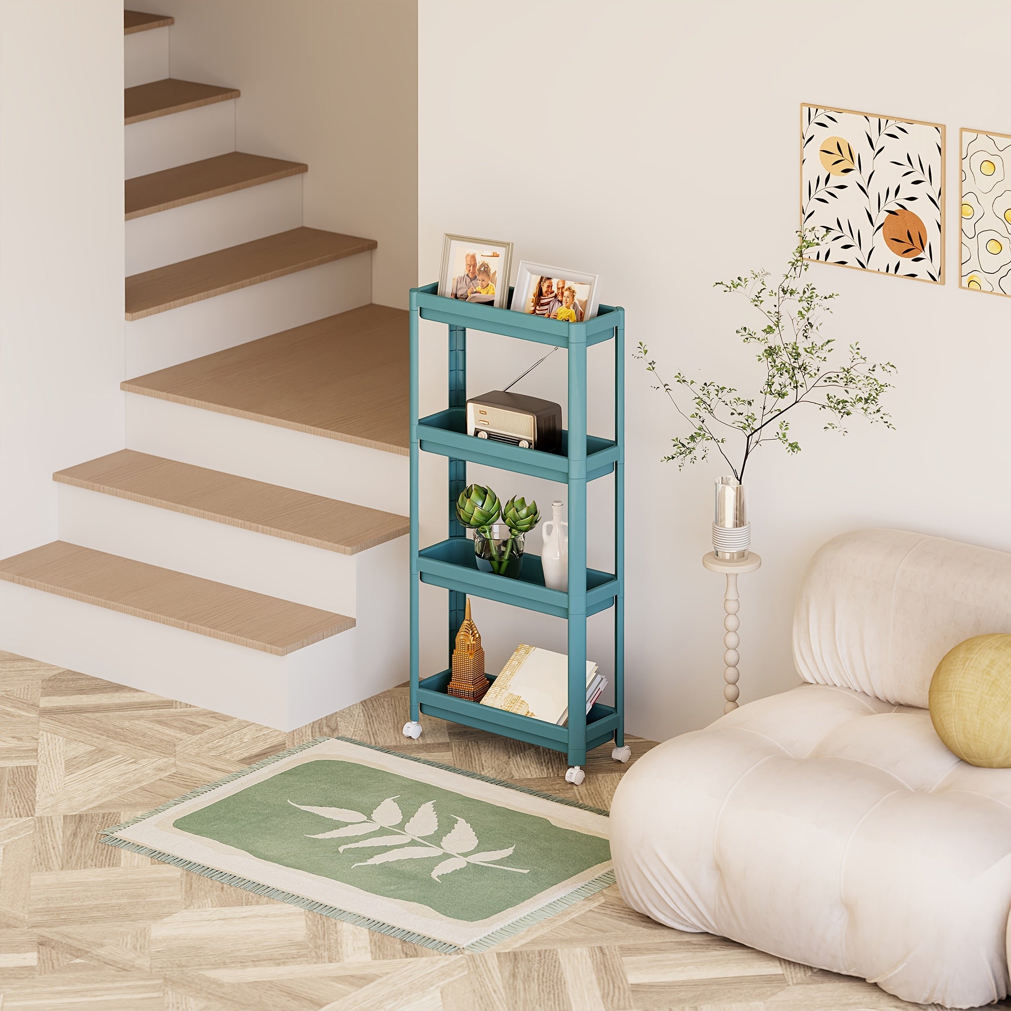 Hallway Storage Cabinet, Multi-Purpose Storage Rack, Free-Standing Mobile Trolley, Storage Cart For Narrow Spaces, Suitable For Gaps In Bathrooms, Kitchens, Refrigerators