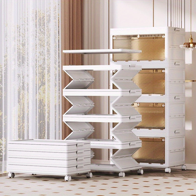 Installation-free One second open foldable storage cabinet Bedroom living room plastic locker Multi-layer sundries locker Multi-layer assembly 24.11.96inch. Suitable for room clothing storage Living room Snacks storage Kitchen seasoning storage, Under-Bed