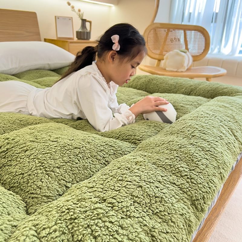 Japanese Tatami Mattress - 4-Inch Thick Foldable Floor Bed, Super Soft All-Season Sleeping Pad with Hook-and-Loop Closure, Twin\u002FFull\u002FQueen\u002FKing\u002FCalifornia King Size, Machine Washable for Camping, Guest Room & Sofa Bed Converter