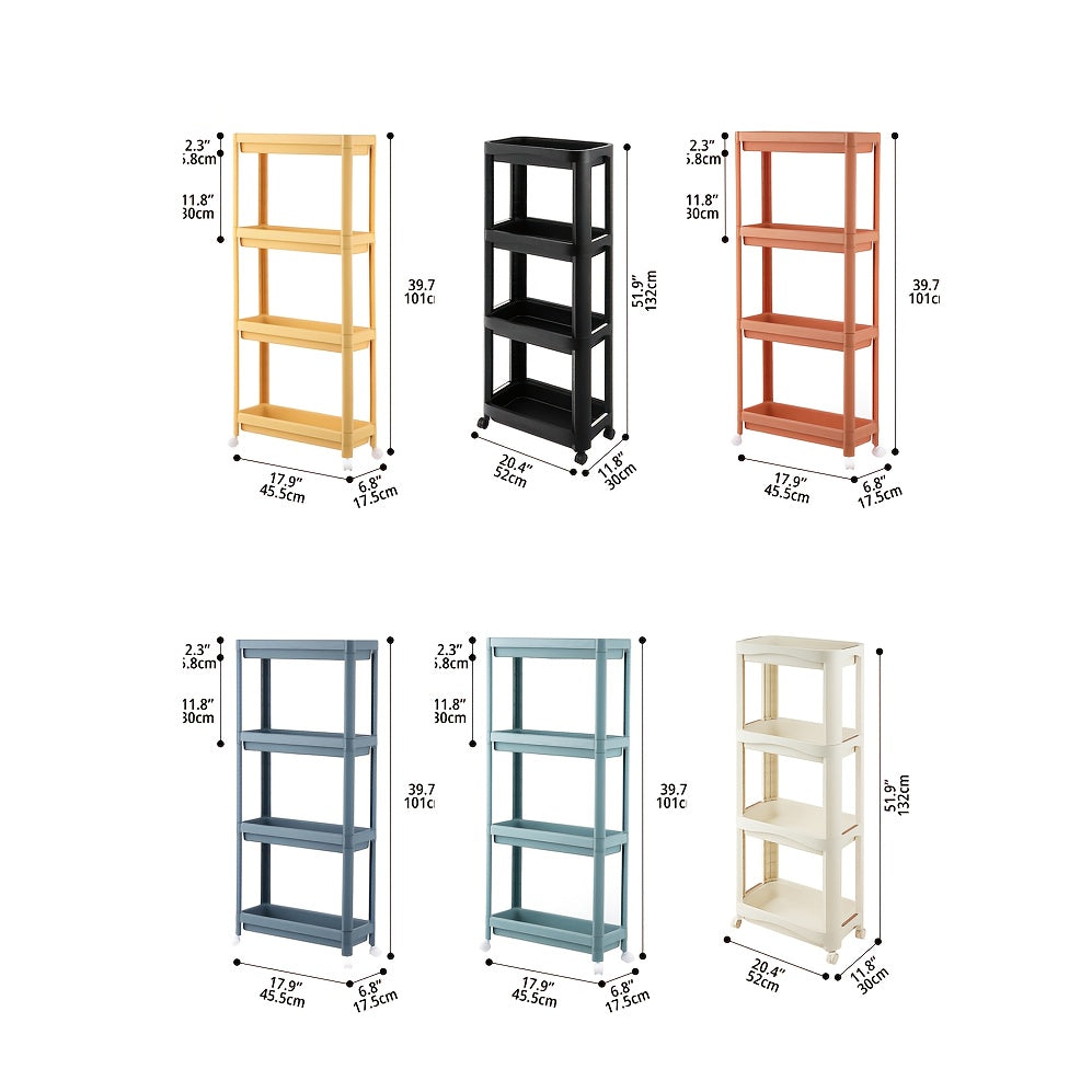 Hallway Storage Cabinet, Multi-Purpose Storage Rack, Free-Standing Mobile Trolley, Storage Cart For Narrow Spaces, Suitable For Gaps In Bathrooms, Kitchens, Refrigerators