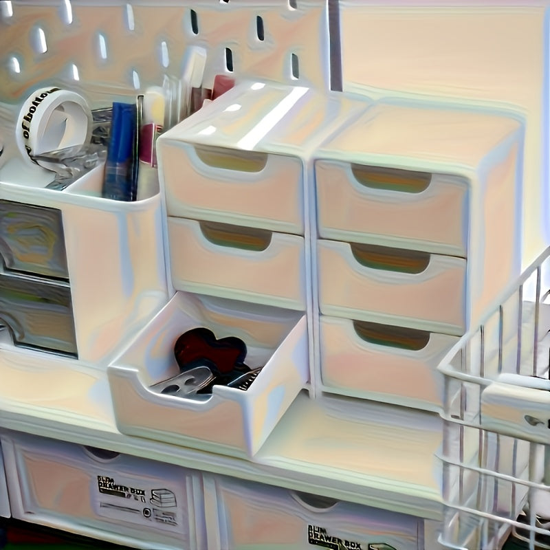 3-Tier White Plastic Storage Cabinet with Smooth Sliding Drawers - Heavy-Duty Stackable Organizer with Clear Front Panels & White Drawers, Space-Saving Design for Home, Office, Travel - Durable Plastic Construction, Compact Organizer for Jewelry, Cosmetic