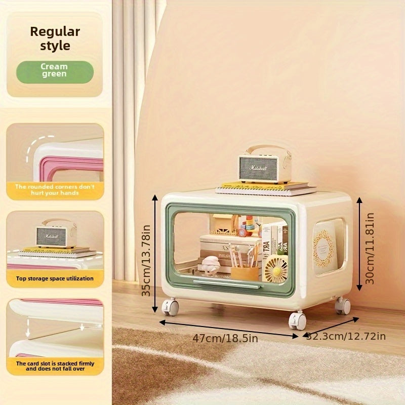 A Multifunctional Storage Cabinet for Miscellaneous Item Organization, A Wheeled And Movable Shelf with Multiple Stackable Layers, Featuring A Colorful And Cute Style with Dust-proof Storage.