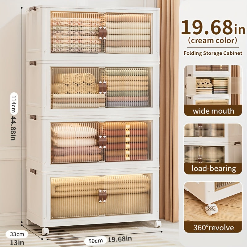 50cm (19.7in) 4-layer Outdoor Storage Box, Cabinet, Double Door Large Storage Box with Lid And Wheels, Foldable Outdoor Storage Box for Clothes, Snacks, Toys And Books, Outdoor Storage Box, Cabinet, Shelf - Three\u002Ftwo\u002Fone\u002Ffive Layers