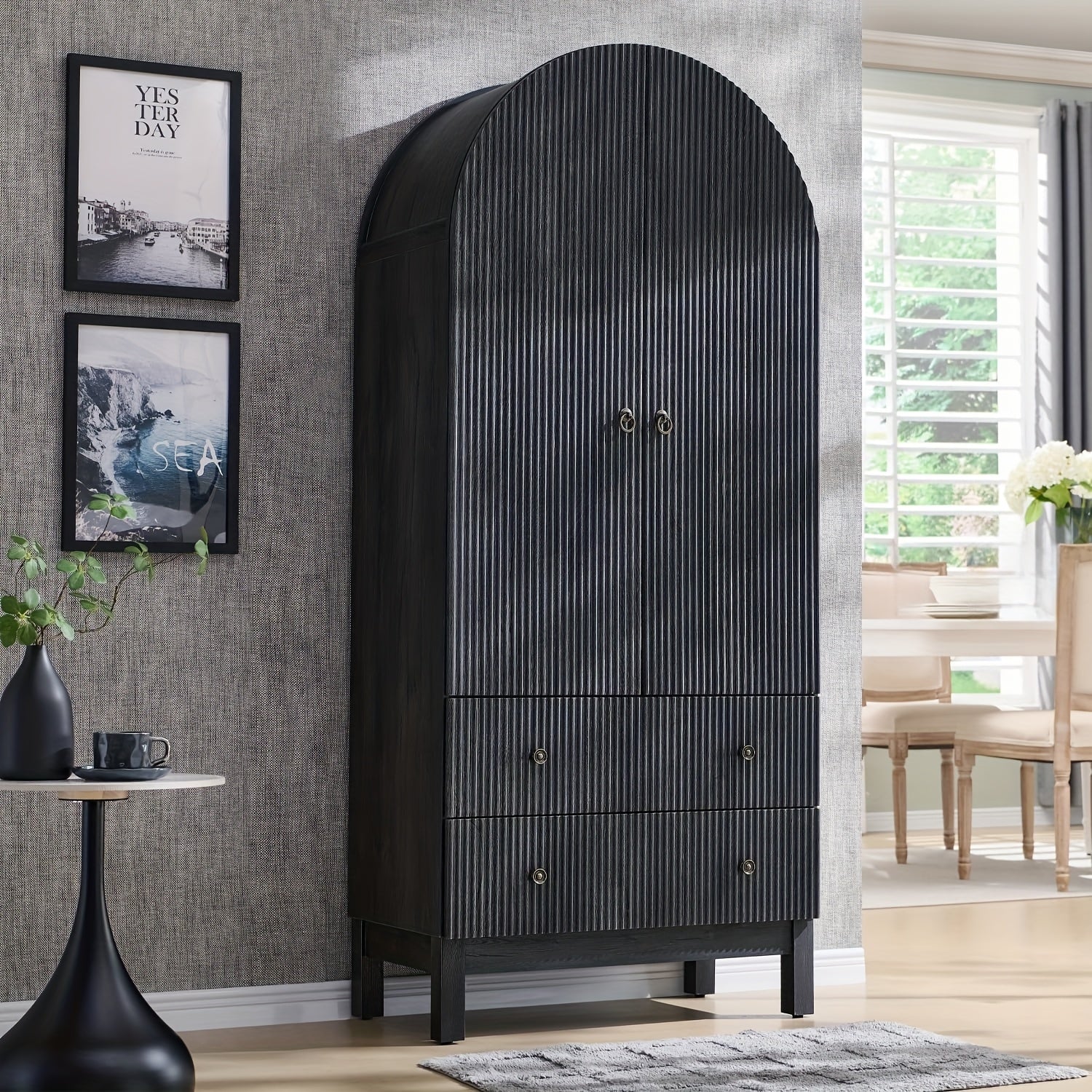 Fluted Arched Pantry Cabinet, 71\