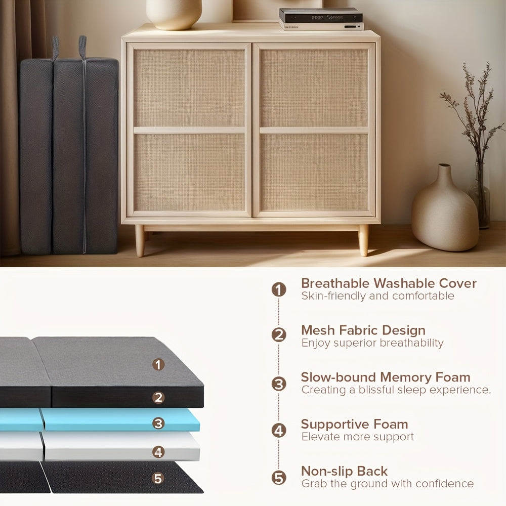 6inch Tri-Fold Mattress, Portable Twin Size Floor Mattress, Folding Mat for Travel, Camping, And Yoga, Foldable Mat with Washable Cover