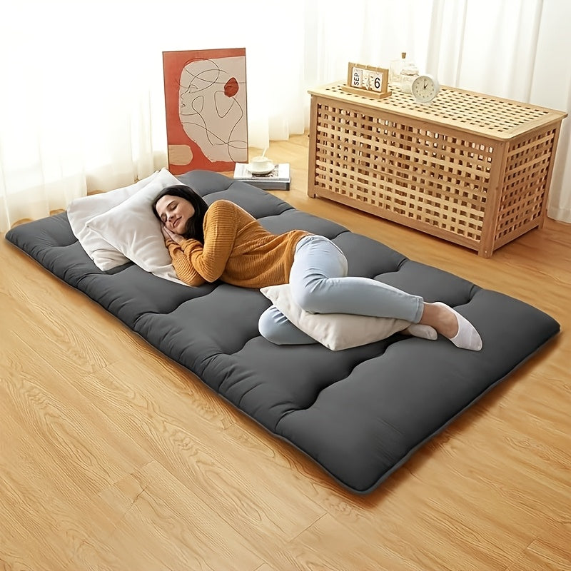 Twin\u002FFull\u002FQueen Size Japanese-Style Futon Mattress - Portable & Comfortable Nylon Sleeping Pad with 105GSM Microfiber, Ideal for Adults & Youngsters on Tatami Mat or Floor, Black