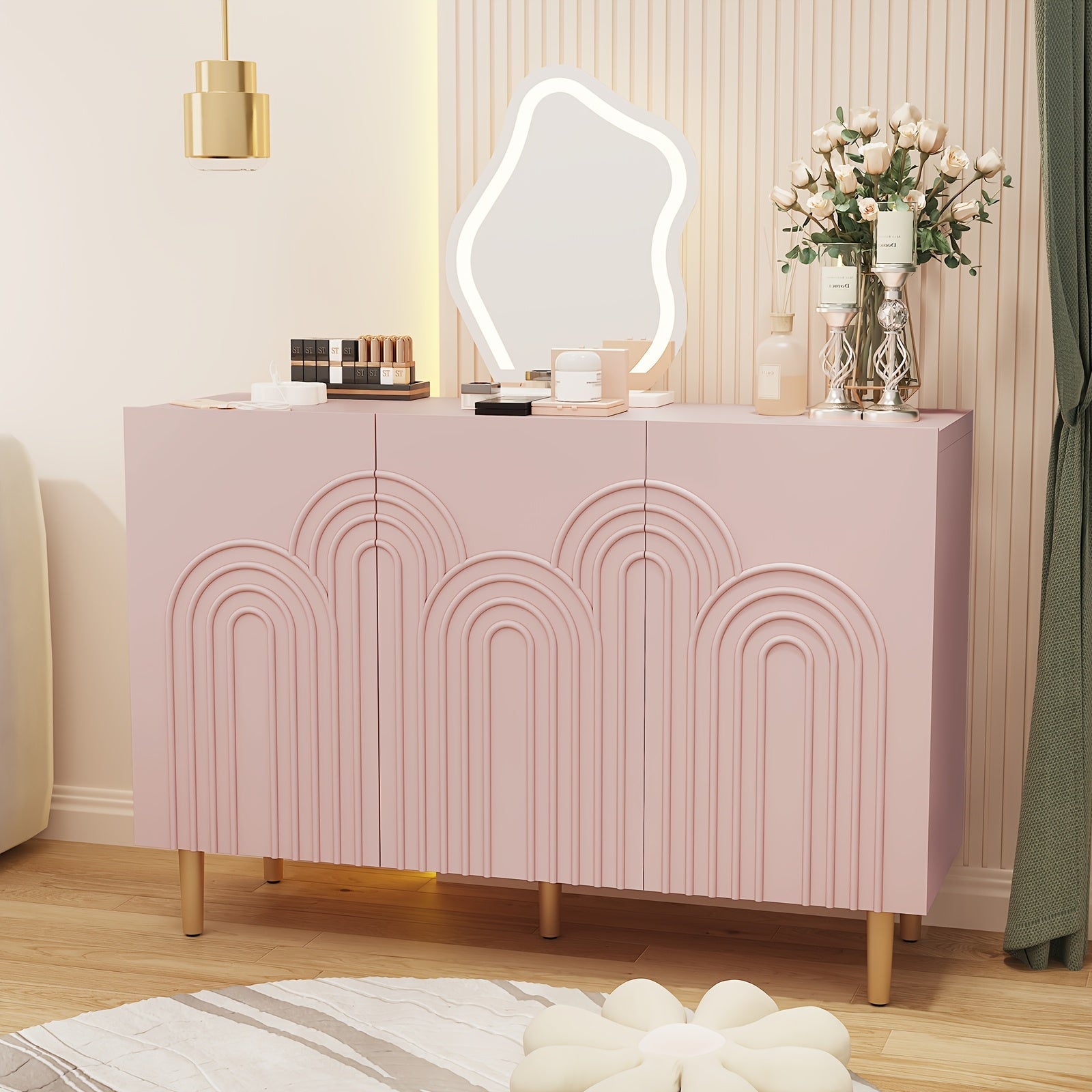 ARTPOWER Sideboard Buffet Cabinet with Cloud, Accent Cabinet with 3 Doors, Modern Buffet Cabinet, Credenza Storage Cabinet for Living Room, Kitchen, Dining Room, Hallway, Entryway