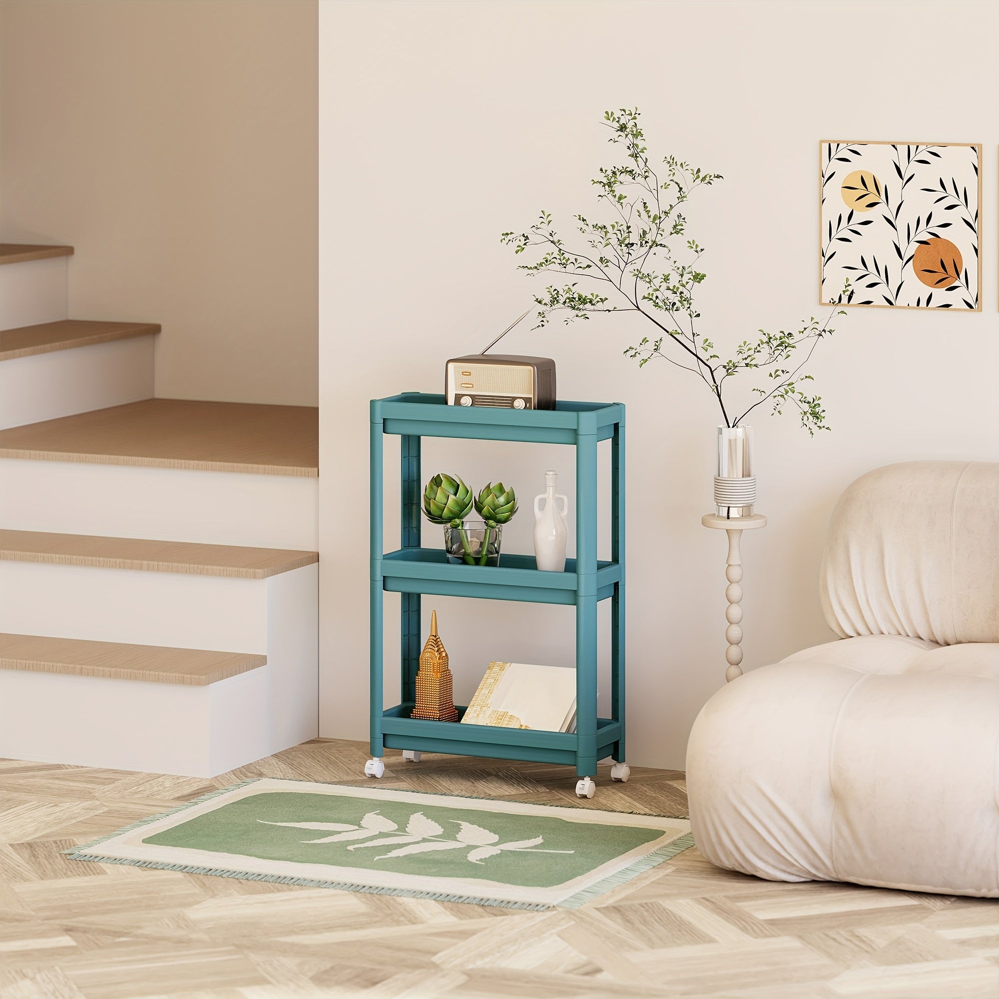 Hallway Storage Cabinet, Multi-Purpose Storage Rack, Free-Standing Mobile Trolley, Storage Cart For Narrow Spaces, Suitable For Gaps In Bathrooms, Kitchens, Refrigerators