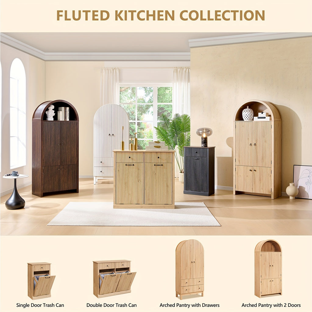 Fluted Arched Pantry Cabinet, 71\