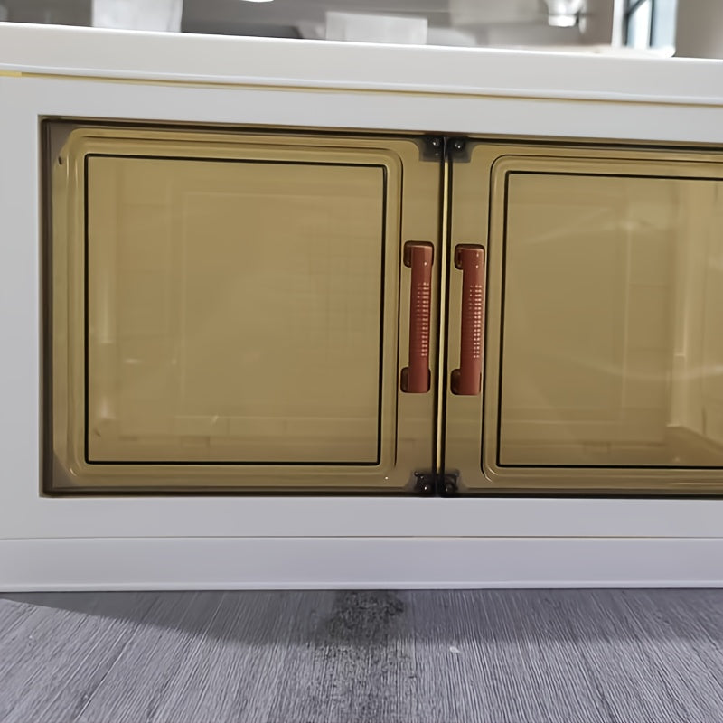 Single-Layer Foldable No-Assembly Storage Cabinet - Large Capacity Wheeled Organizer, Durable Plastic Under-Bed Wardrobe Space Saver for Clothes, Blankets, Toys, Retail Counters, Bedrooms, Dorms & Living Rooms, Plastic Storage Box With Door, Plastic Stora