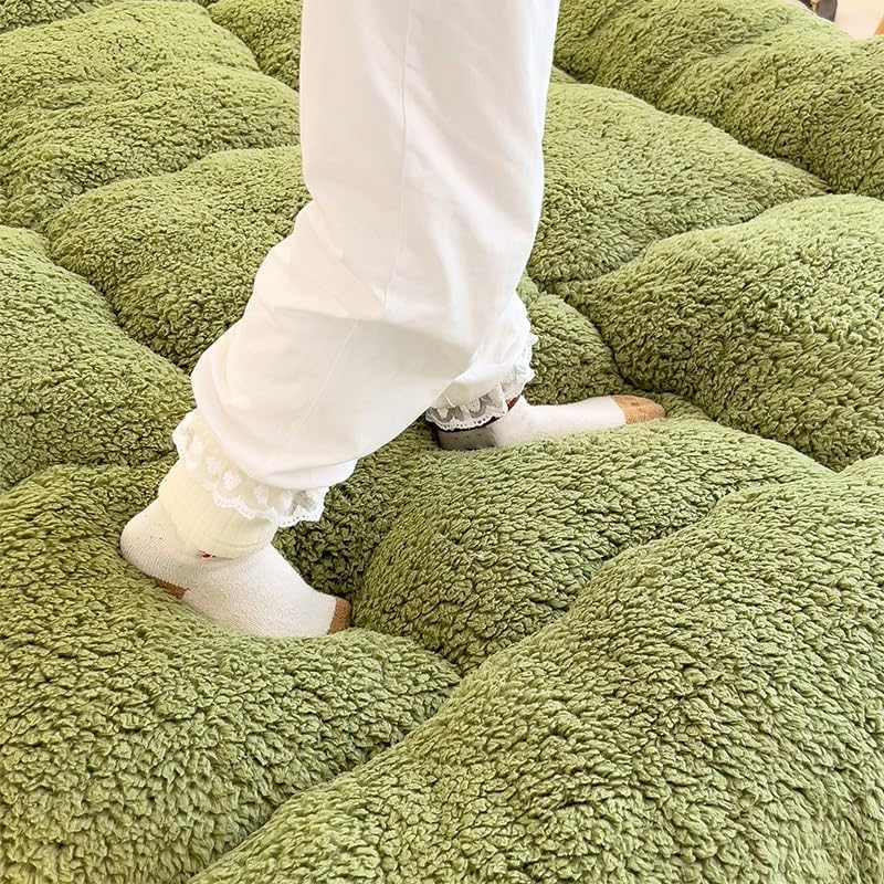 Japanese Tatami Mattress - 4-Inch Thick Foldable Floor Bed, Super Soft All-Season Sleeping Pad with Hook-and-Loop Closure, Twin\u002FFull\u002FQueen\u002FKing\u002FCalifornia King Size, Machine Washable for Camping, Guest Room & Sofa Bed Converter