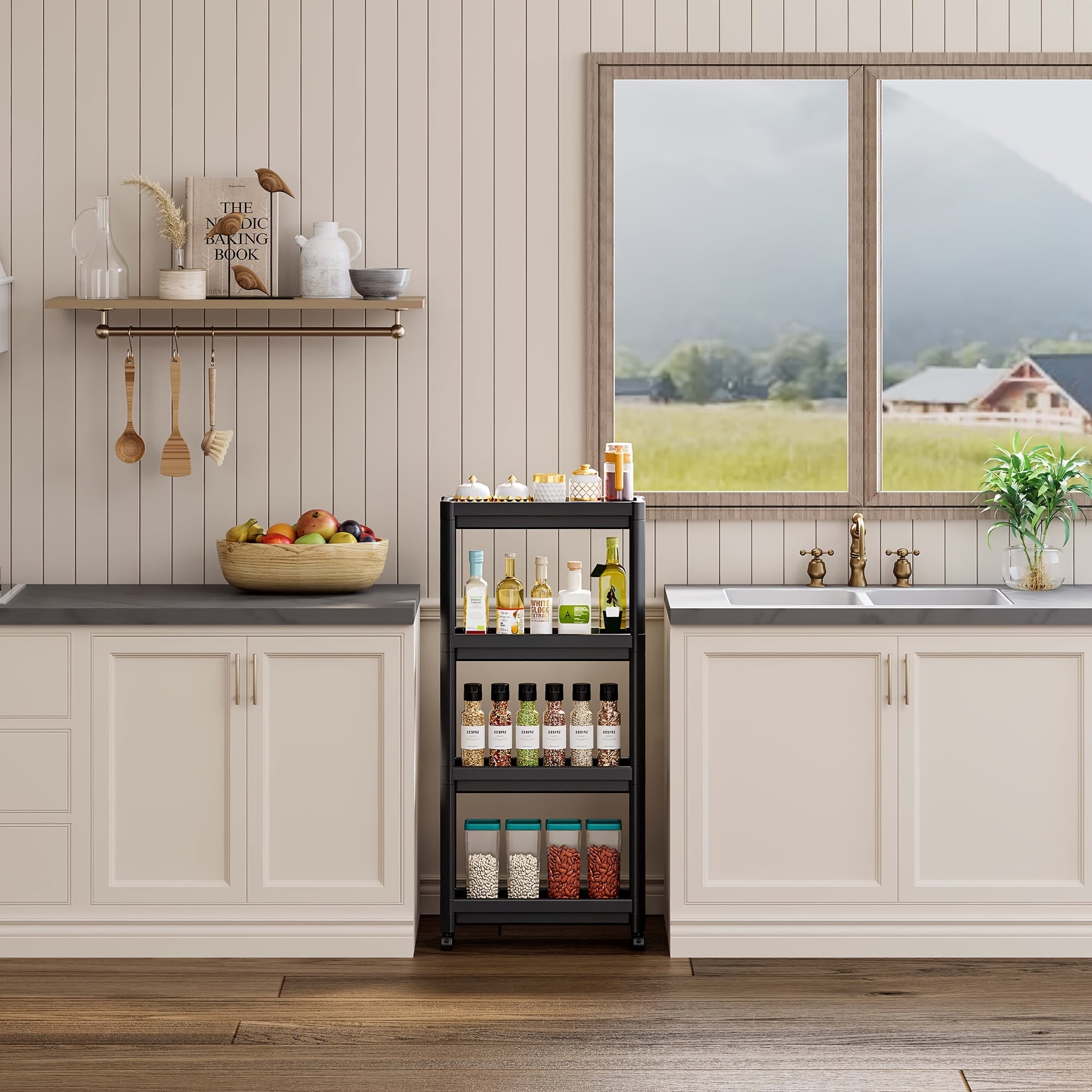 Hallway Storage Cabinet, Multi-Purpose Storage Rack, Free-Standing Mobile Trolley, Storage Cart For Narrow Spaces, Suitable For Gaps In Bathrooms, Kitchens, Refrigerators