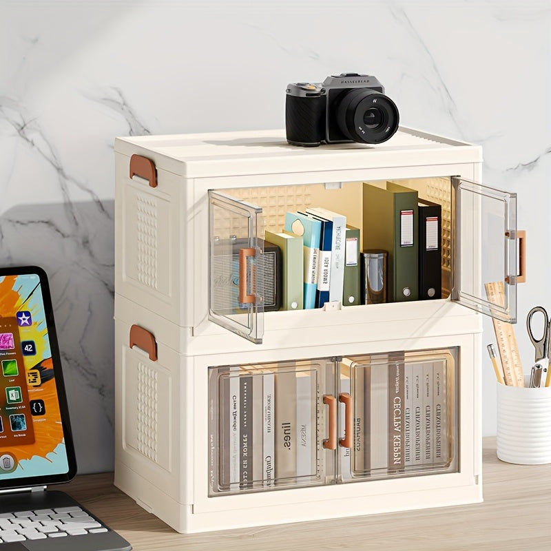 Single-Layer Foldable No-Assembly Storage Cabinet - Large Capacity Wheeled Organizer, Durable Plastic Under-Bed Wardrobe Space Saver for Clothes, Blankets, Toys, Retail Counters, Bedrooms, Dorms & Living Rooms, Plastic Storage Box With Door, Plastic Stora