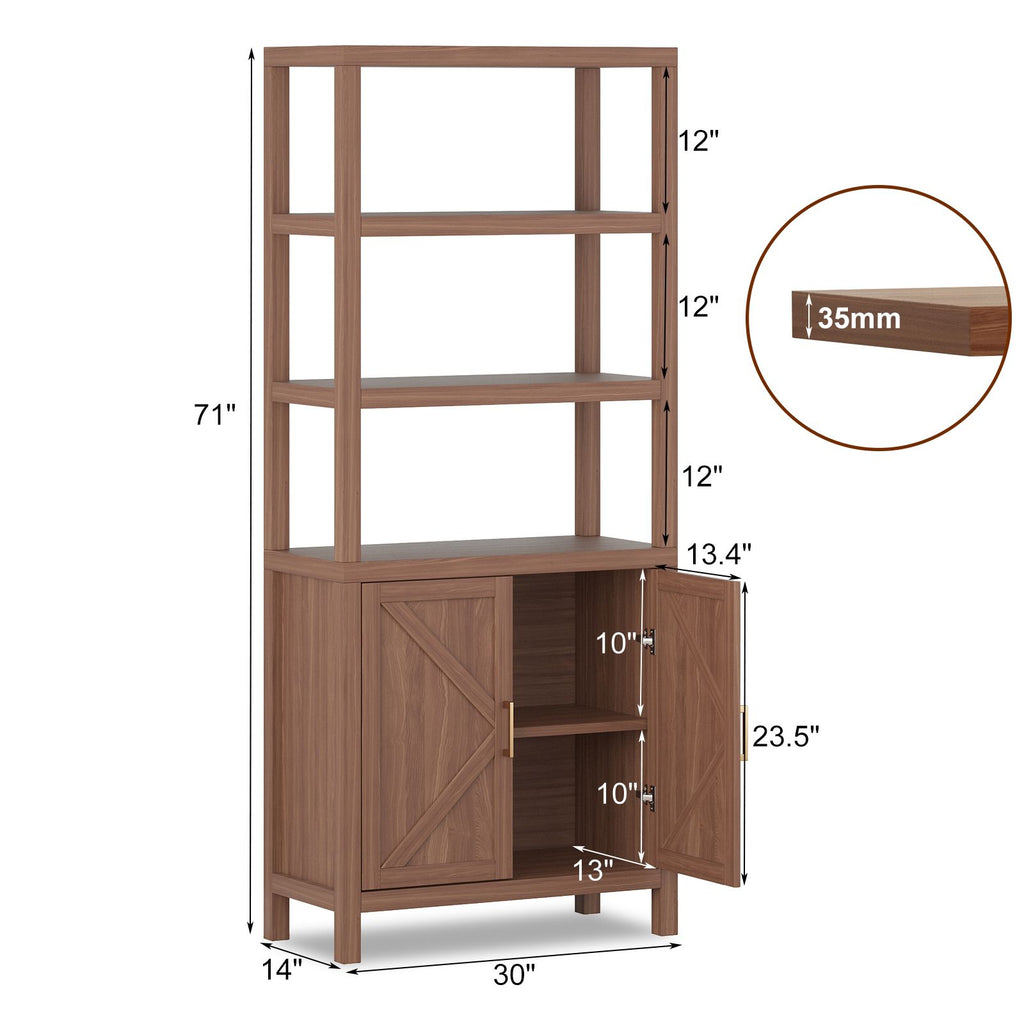 5-Tier Tall Bookshelf with Doors Cabinet - 71\