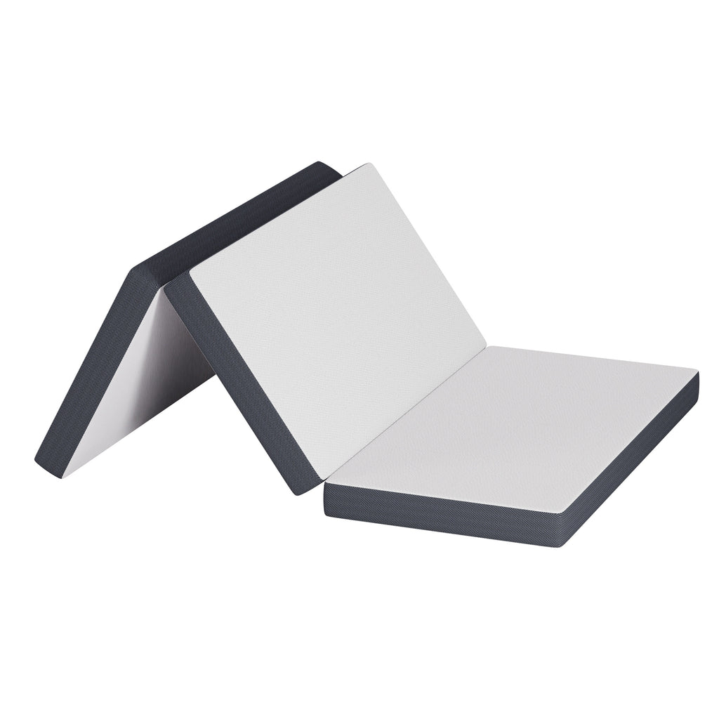 4 Inch Tri Fold Folding Mattress Memory Foam Mattress Topper Portable Foldable Mattress Topper For Camping, Guest, Floor RV, CertiPUR-US Certified, With Washable Cover, Easy Storage