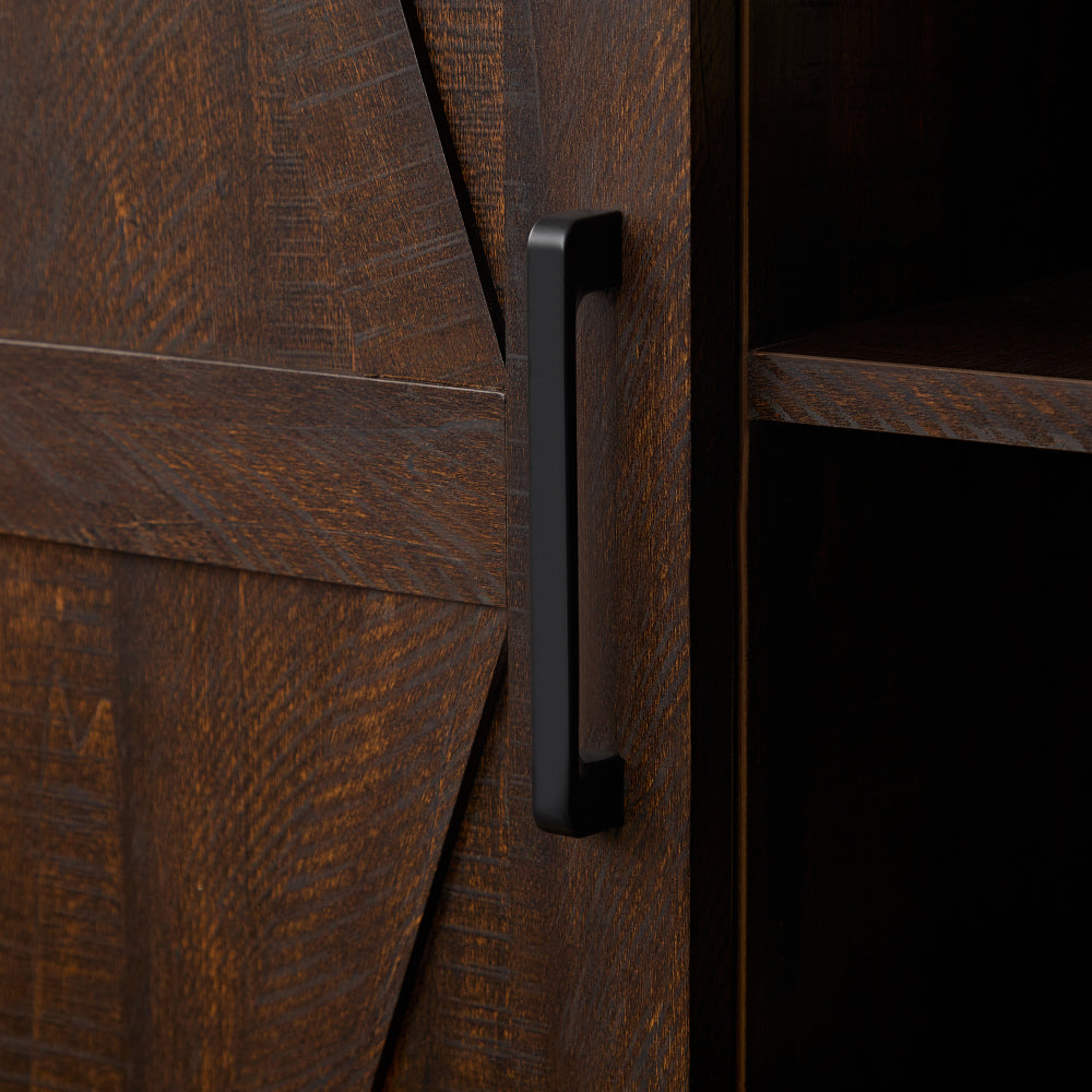 Large Rustic Farmhouse Tall Storage Cabinet with Barn Door - Solid Wood, Adjustable Shelves & X-Design Doors, Gray Wash White Oak Pantry Cupboard, 39.37\