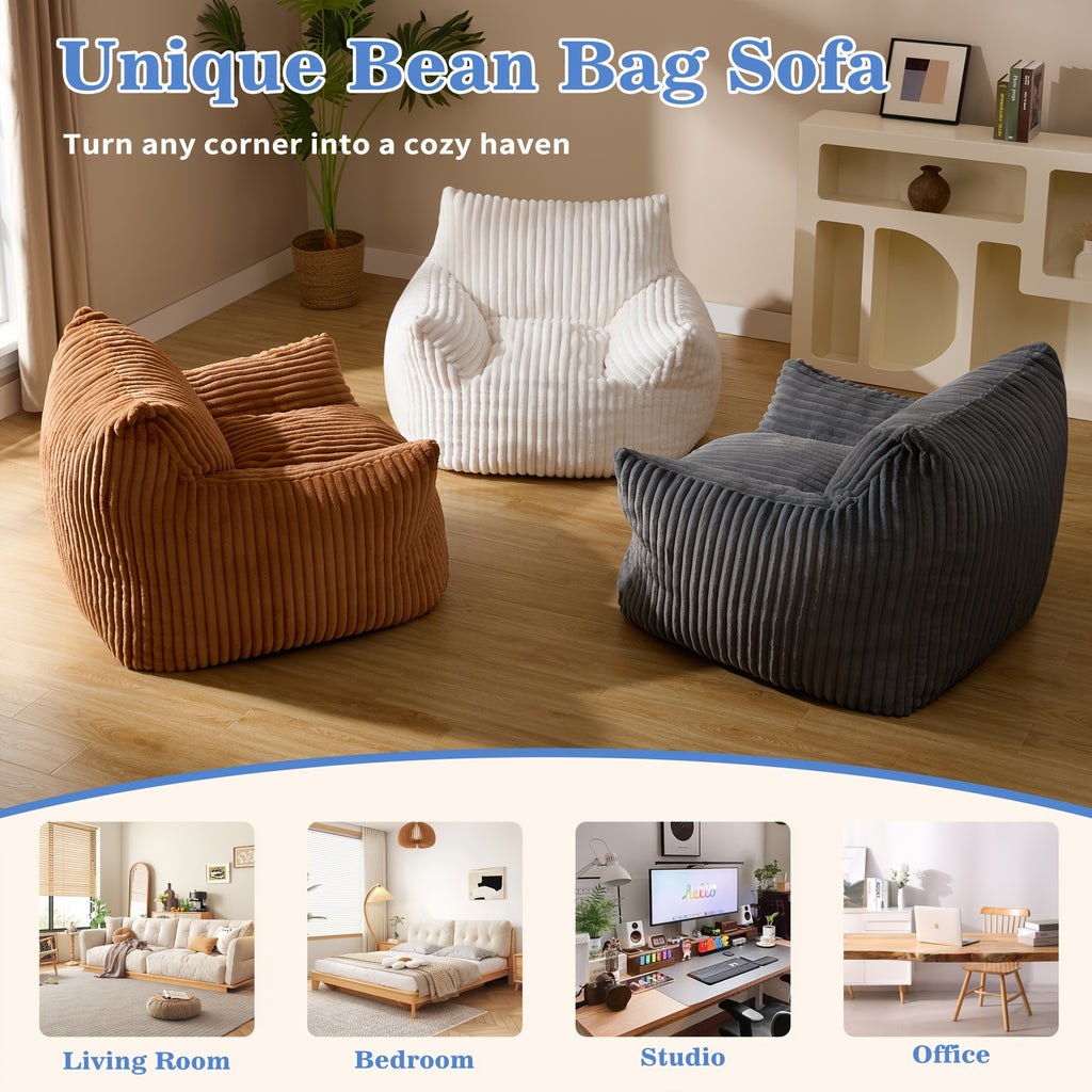 Living&Giving Oversize Bean Bag Sofa, Fireside Chair, Lazy Floor Sofa Couch, Tatami Sofa, Suitable For Living Room Bedroom Office, Warm Best Christmas Gifts For Her\u002FHim (Dark Grey, Beige, Orange)