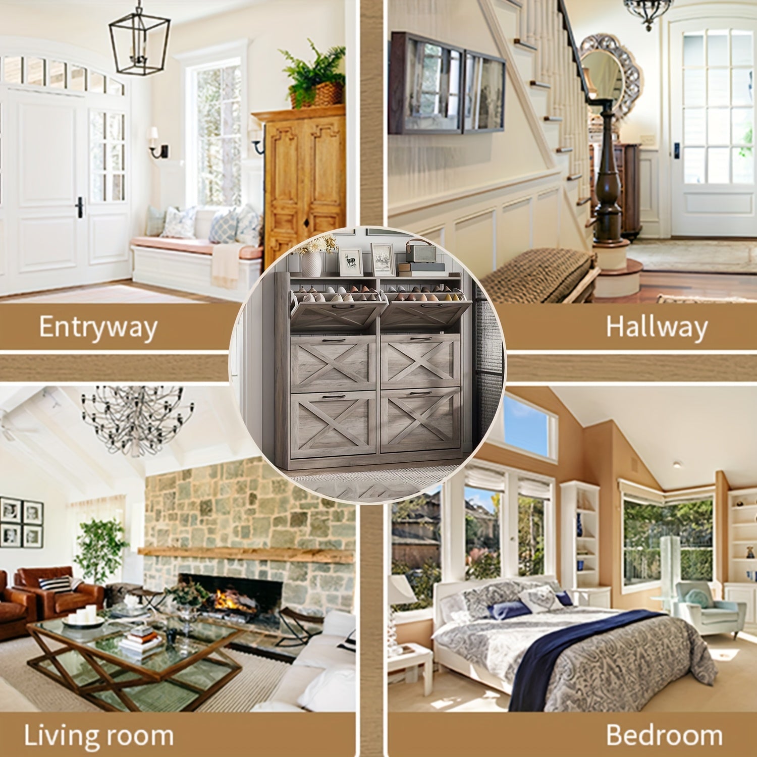 Washed Gray Shoe Storage Cabinet With 6 Flip Drawers - Narrow Freestanding Shoe Cabinet And Shoe Storage Organizer With Metal Handles For Entryway, Large Shoe Rack Organizer, Modern Farmhouse Shoe Rack, Ideal For Shoe Racks