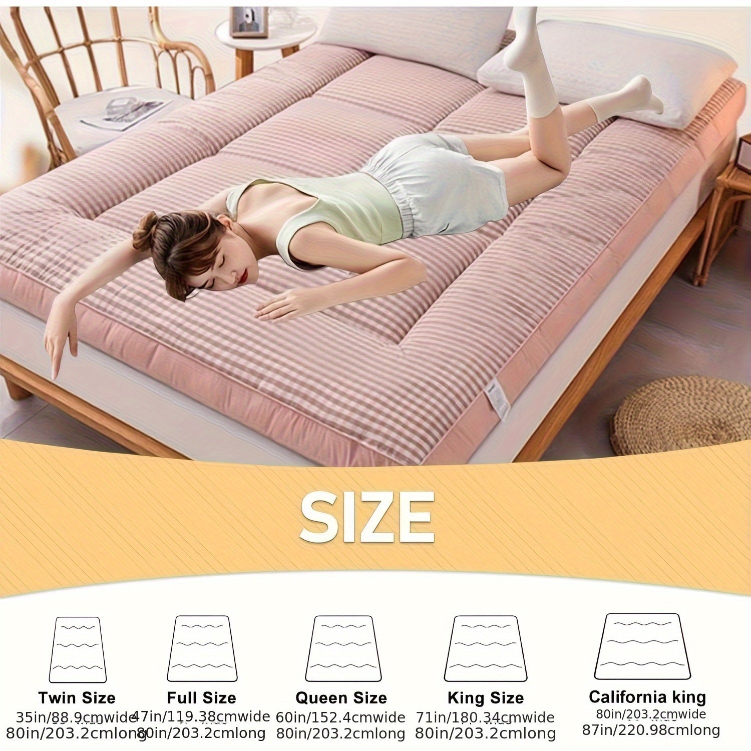 Roll Up Thin Mattress, 1000gsm, Soft, Foldable & Breathable, Thin Tatami Mat Sleeping Pad, Sleeping Pad for Floor, Guest, Bed, Sofa, Roll Up Camping Mattress