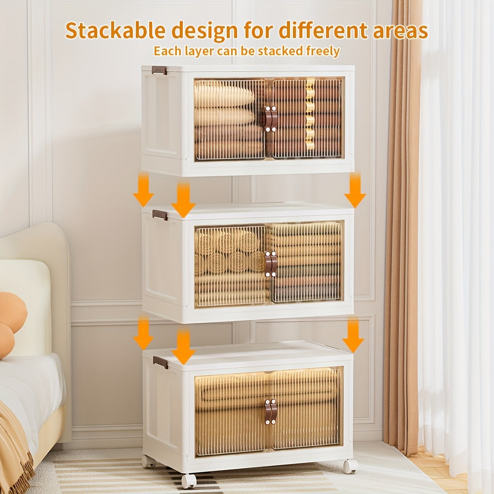 50cm (19.7in) 4-layer Outdoor Storage Box, Cabinet, Double Door Large Storage Box with Lid And Wheels, Foldable Outdoor Storage Box for Clothes, Snacks, Toys And Books, Outdoor Storage Box, Cabinet, Shelf - Three\u002Ftwo\u002Fone\u002Ffive Layers