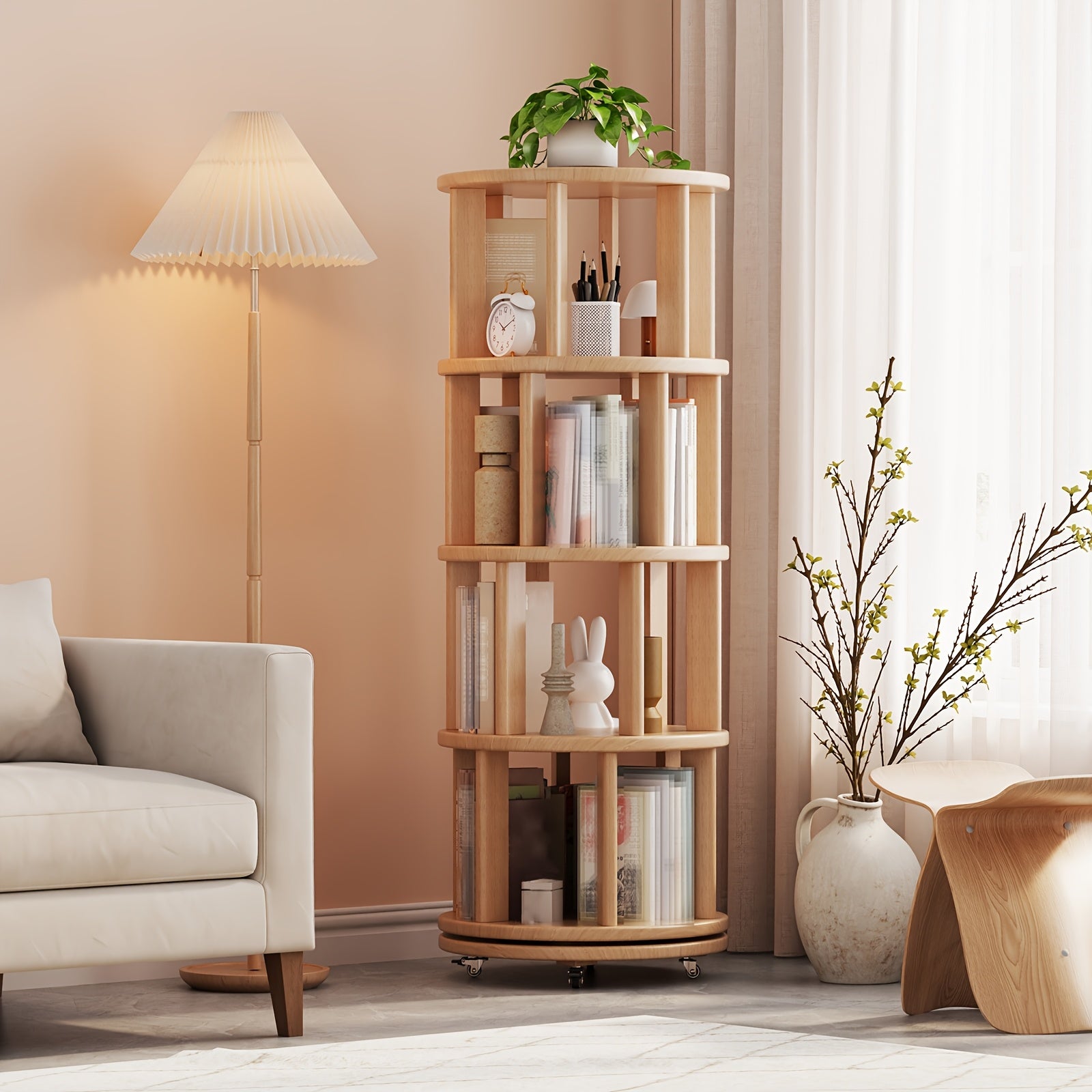 Solid Wood 4\u002F6 - Layer Space Solution - Multi - Layer Bookshelf Storage Cabinet, 360° Rotatable. Festival - Decorated Living Room Furniture With Time - Limited Special Offers. 3 Styles To Choose From. Suitable For Small Spaces. Free Delivery