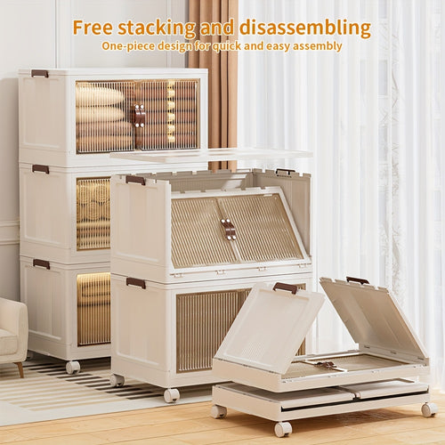 50cm (19.7in) 4-layer Outdoor Storage Box, Cabinet, Double Door Large Storage Box with Lid And Wheels, Foldable Outdoor Storage Box for Clothes, Snacks, Toys And Books, Outdoor Storage Box, Cabinet, Shelf - Three\u002Ftwo\u002Fone\u002Ffive Layers