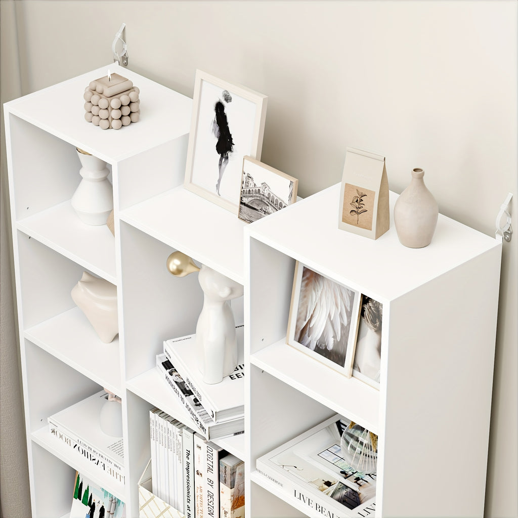 FULTRU 21 Cube Bookcases With Adjustable Shelves, Triple Wide Cube Bookshelf CD DVD Display Storage Rack, White