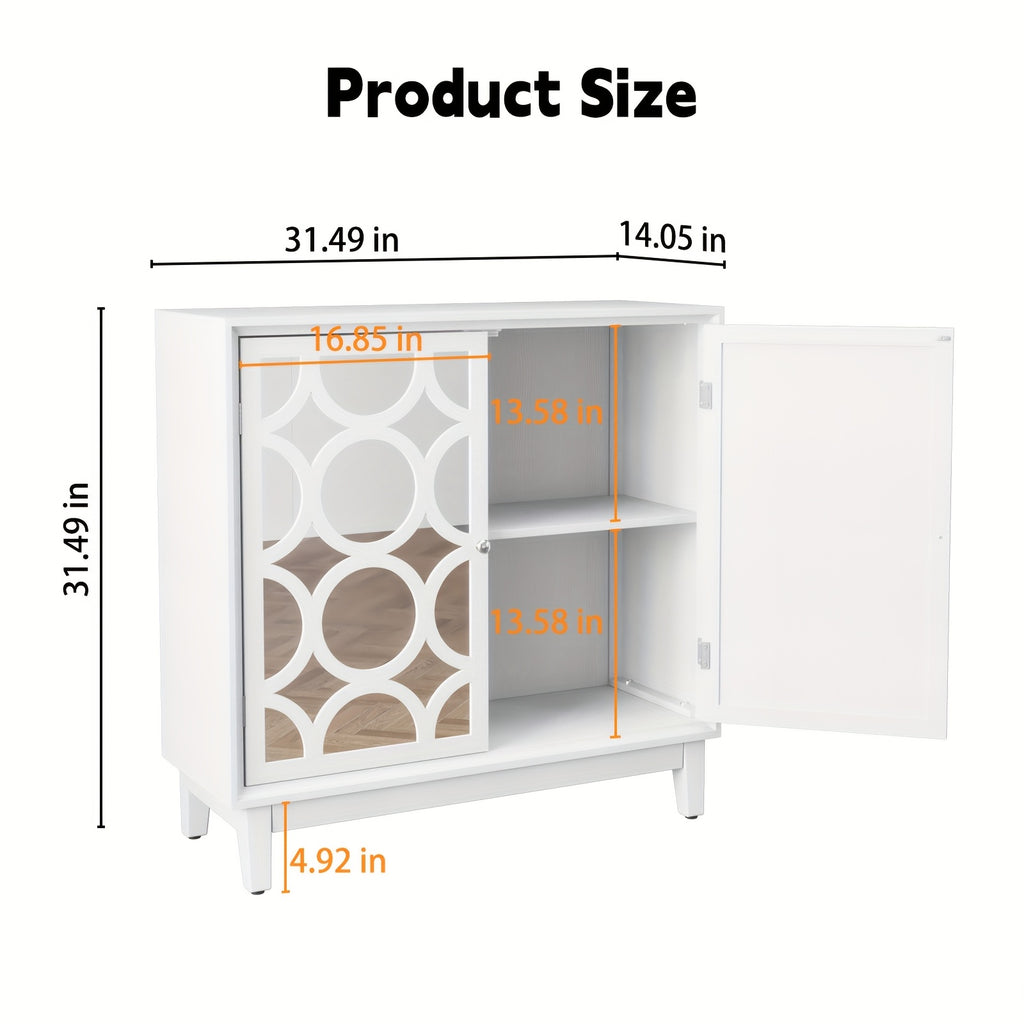 Sideboard Cabinet with Mirror Doors, Modern Buffet Cabinet with Storage, Accent Storage Cabinet for Living Room, Dining Room, Entryway