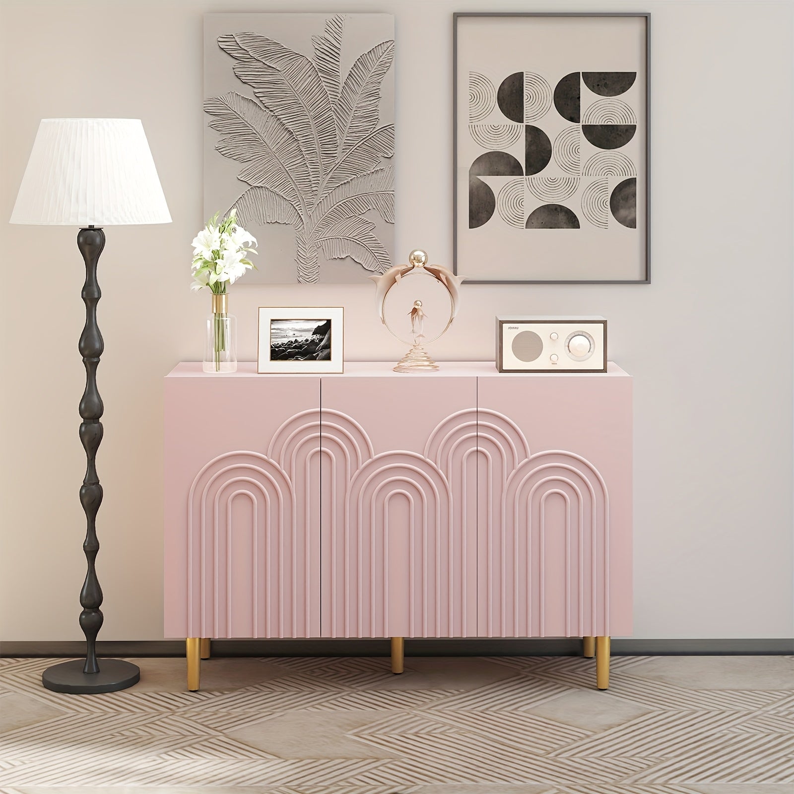 ARTPOWER Sideboard Buffet Cabinet with Cloud, Accent Cabinet with 3 Doors, Modern Buffet Cabinet, Credenza Storage Cabinet for Living Room, Kitchen, Dining Room, Hallway, Entryway