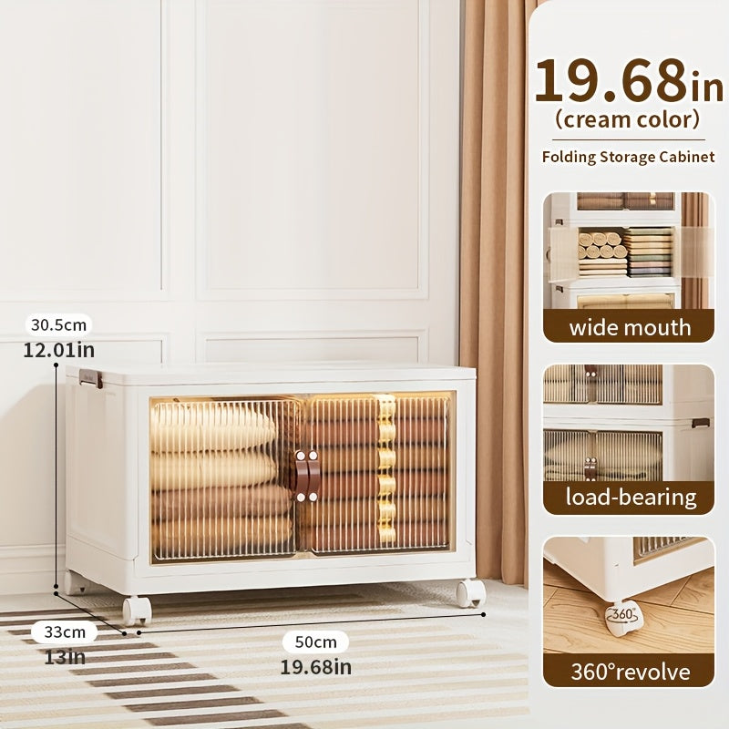 50cm (19.7in) 4-layer Outdoor Storage Box, Cabinet, Double Door Large Storage Box with Lid And Wheels, Foldable Outdoor Storage Box for Clothes, Snacks, Toys And Books, Outdoor Storage Box, Cabinet, Shelf - Three\u002Ftwo\u002Fone\u002Ffive Layers