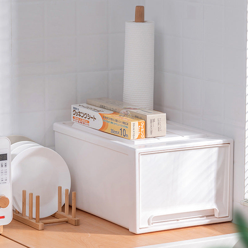 Multi-Tier Transparent Plastic Storage Cabinet with Drawers - Heavy-Duty Rectangular Organizer with Smooth Sliding Drawers & Top Shelf for Home, Office, Bedroom, Playroom Organization - Durable Plastic Construction, Space-Saving Modern Design, Multi-Purpo