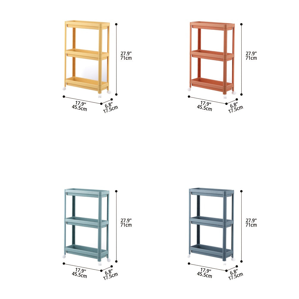 Hallway Storage Cabinet, Multi-Purpose Storage Rack, Free-Standing Mobile Trolley, Storage Cart For Narrow Spaces, Suitable For Gaps In Bathrooms, Kitchens, Refrigerators
