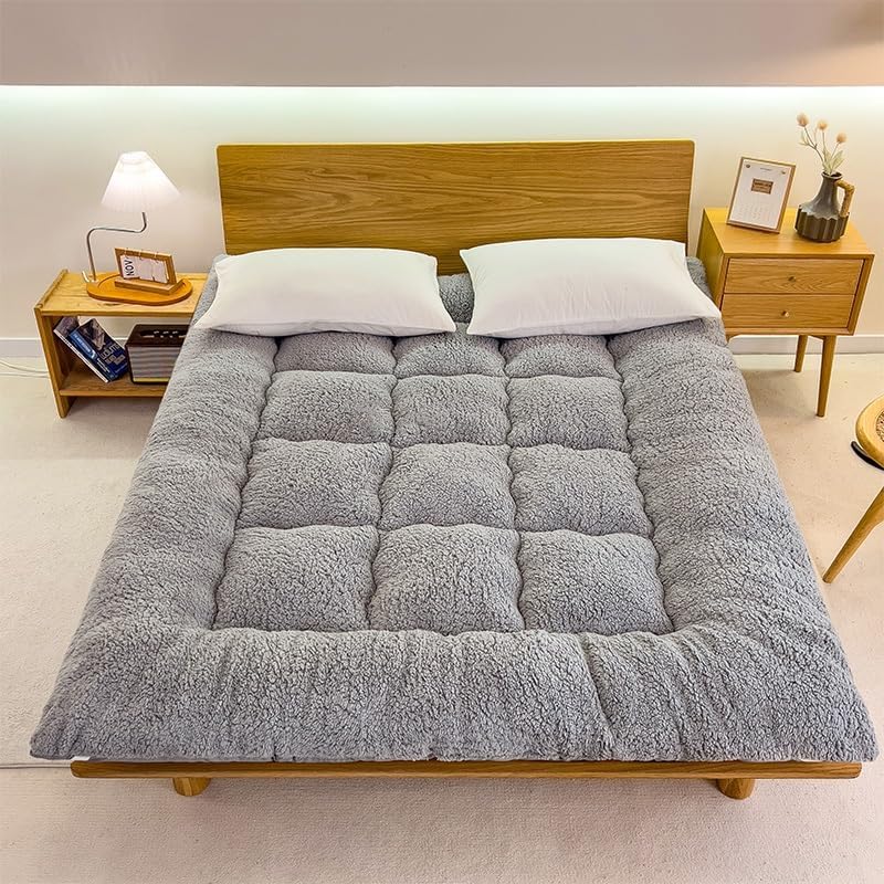 Japanese Tatami Mattress - 4-Inch Thick Foldable Floor Bed, Super Soft All-Season Sleeping Pad with Hook-and-Loop Closure, Twin\u002FFull\u002FQueen\u002FKing\u002FCalifornia King Size, Machine Washable for Camping, Guest Room & Sofa Bed Converter