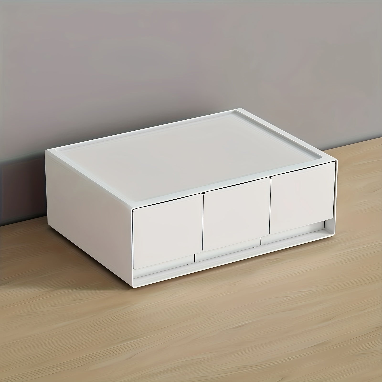 Modern White Multi-Tier Sliding Storage Cabinet with Smooth Sliding Drawers - Heavy-Duty Plastic Organizer with Black Legs & White Drawers for Home Office, Bedroom, Bathroom - Space-Saving Organizer with Top Shelf & Spacious Drawers - Durable Plastic Cons